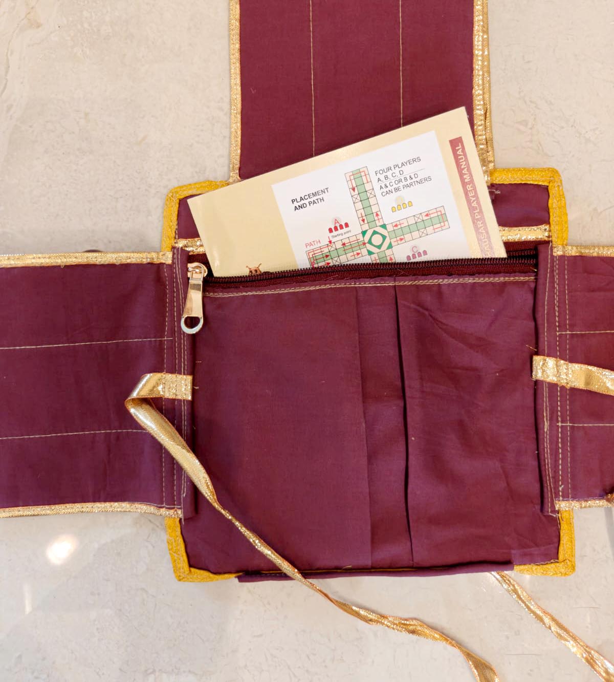 Royal Chausar Complete pack with In built pocket to carry Wooden Dice and Tokens and Player Manual