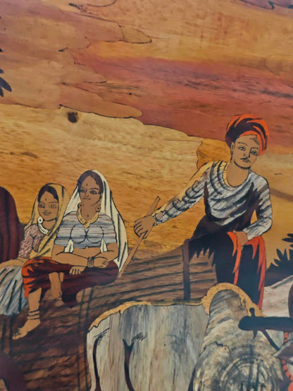 Traditional Indian Wooden Inlay painting- 2D