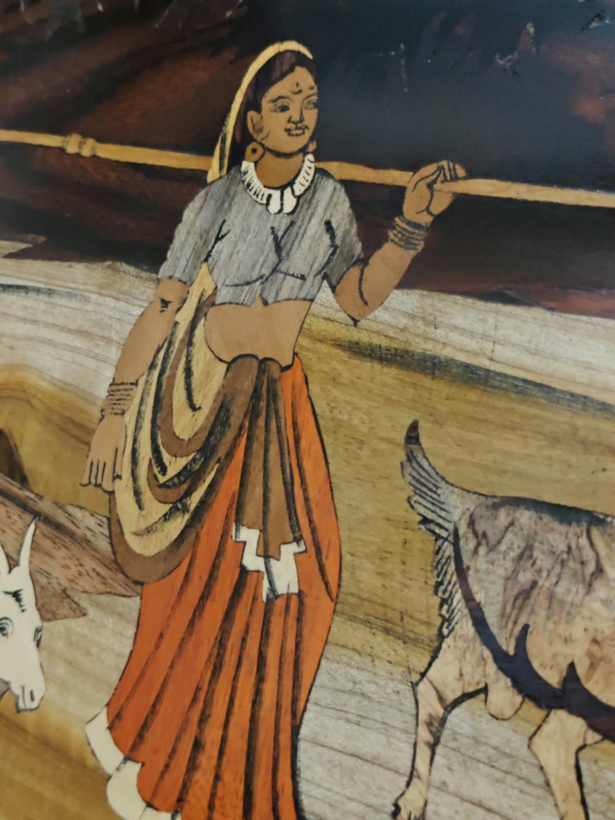 Traditional Indian Wooden Inlay painting- 2D