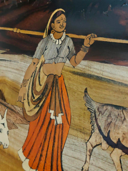 Traditional Indian Wooden Inlay painting- 2D