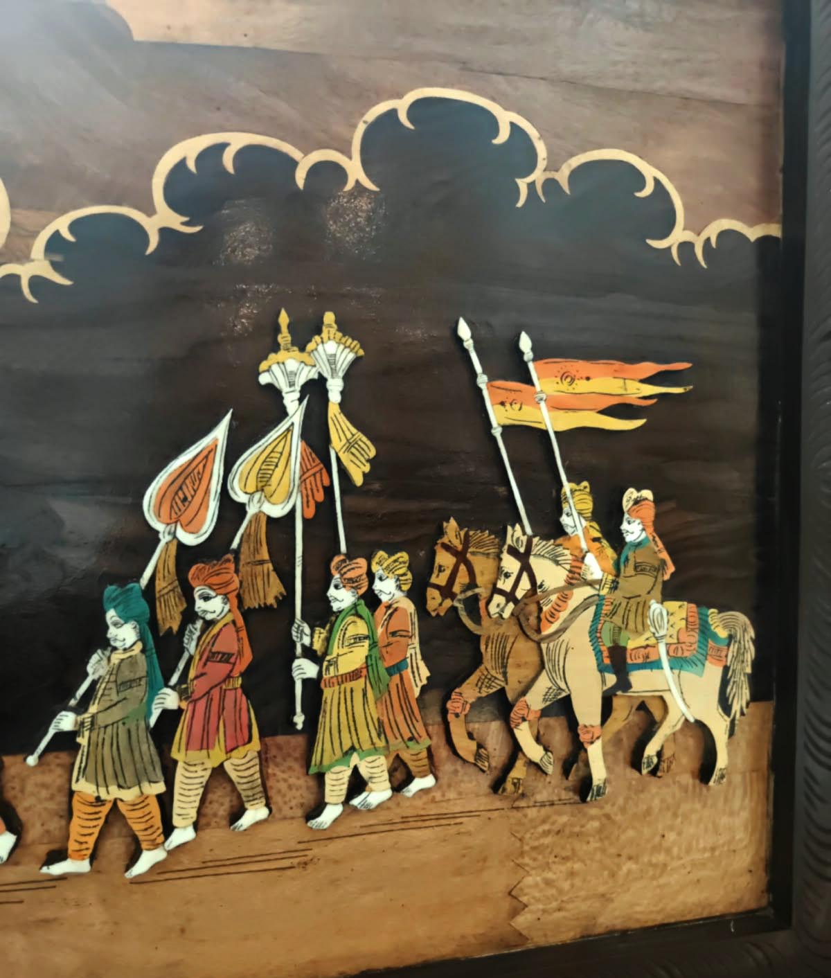 Traditional Indian Wooden Inlay Painting 3D- Dusshera Procession from Mysore