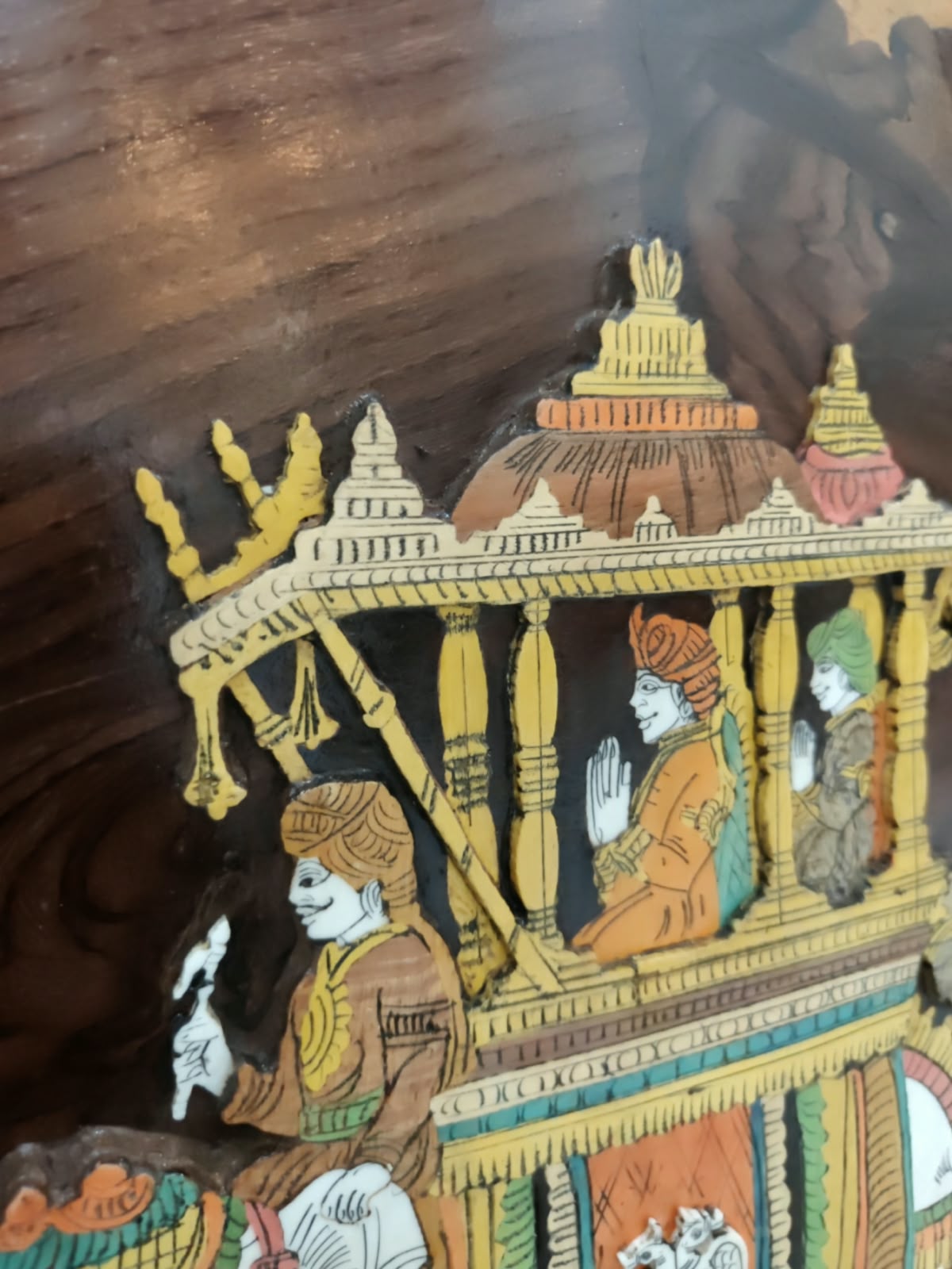 Traditional Wooden Inlay painting - 3D Dusshera Procession