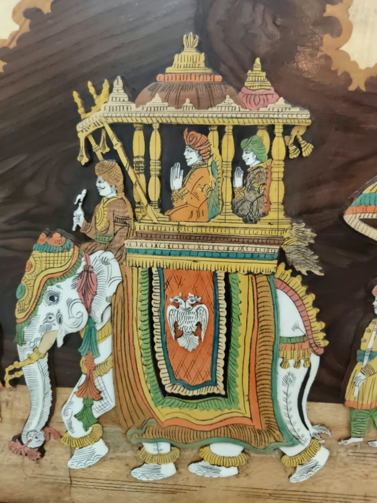 Traditional Wooden Inlay painting - 3D Dusshera Procession