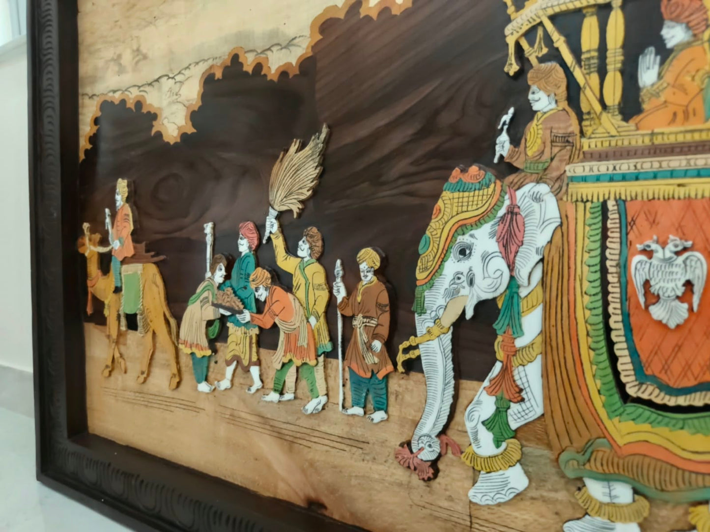 Traditional Wooden Inlay painting - 3D Dusshera Procession