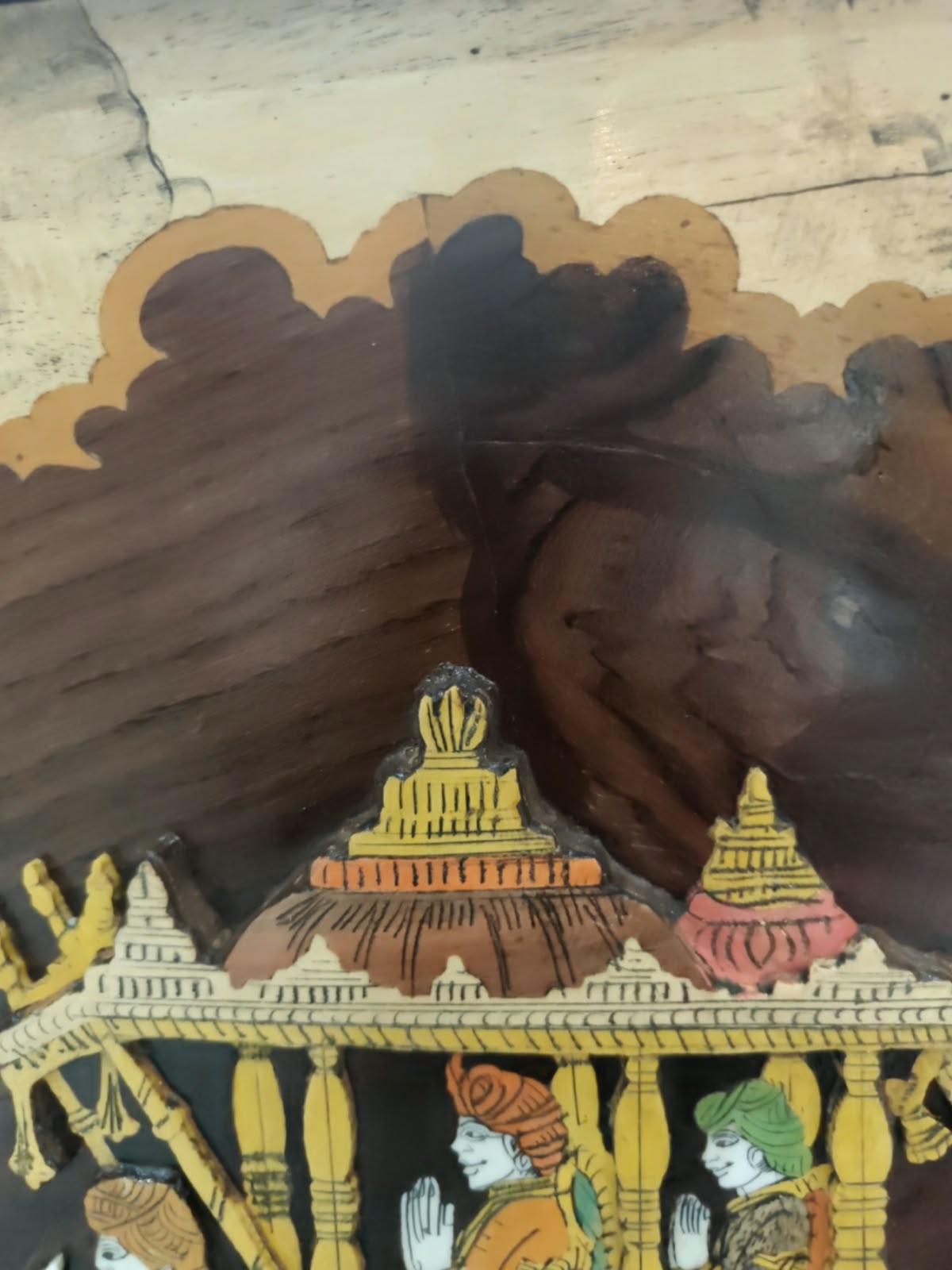 Traditional Wooden Inlay painting - 3D Dusshera Procession