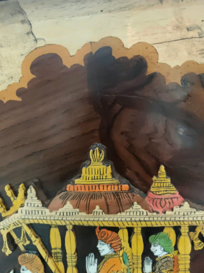 Traditional Wooden Inlay painting - 3D Dusshera Procession