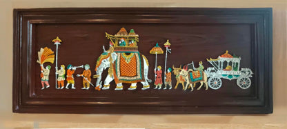 Traditional Indian Wooden Inlay Painting - 3D - Dusshera Procession from Mysore