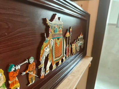 Traditional Indian Wooden Inlay Painting - 3D - Dusshera Procession from Mysore