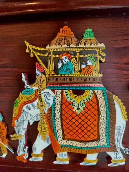 Traditional Indian Wooden Inlay Painting - 3D - Dusshera Procession from Mysore