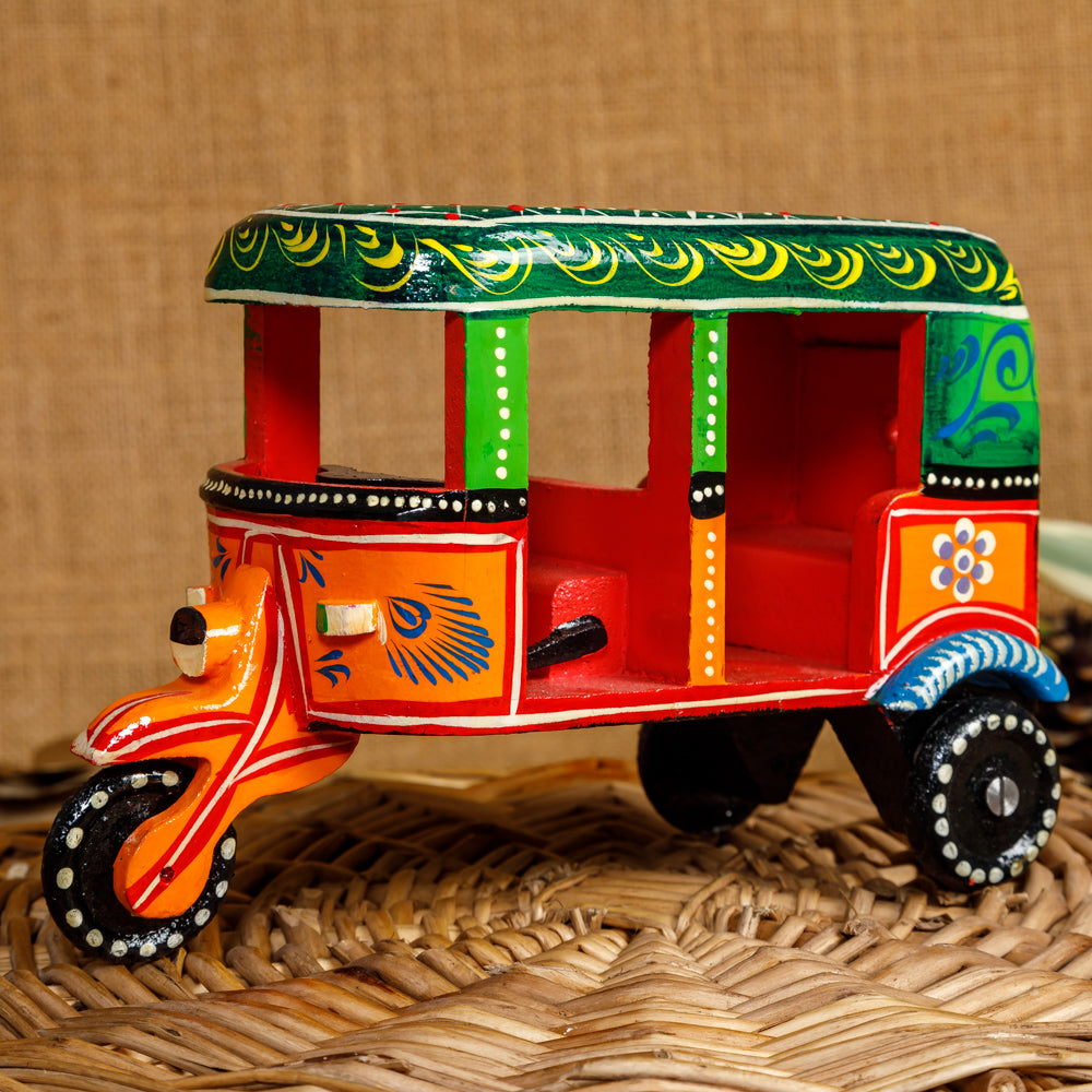 Buy Wooden Toys, Colorful Autorickshaw Show Piece Online from Gogalgai Toys