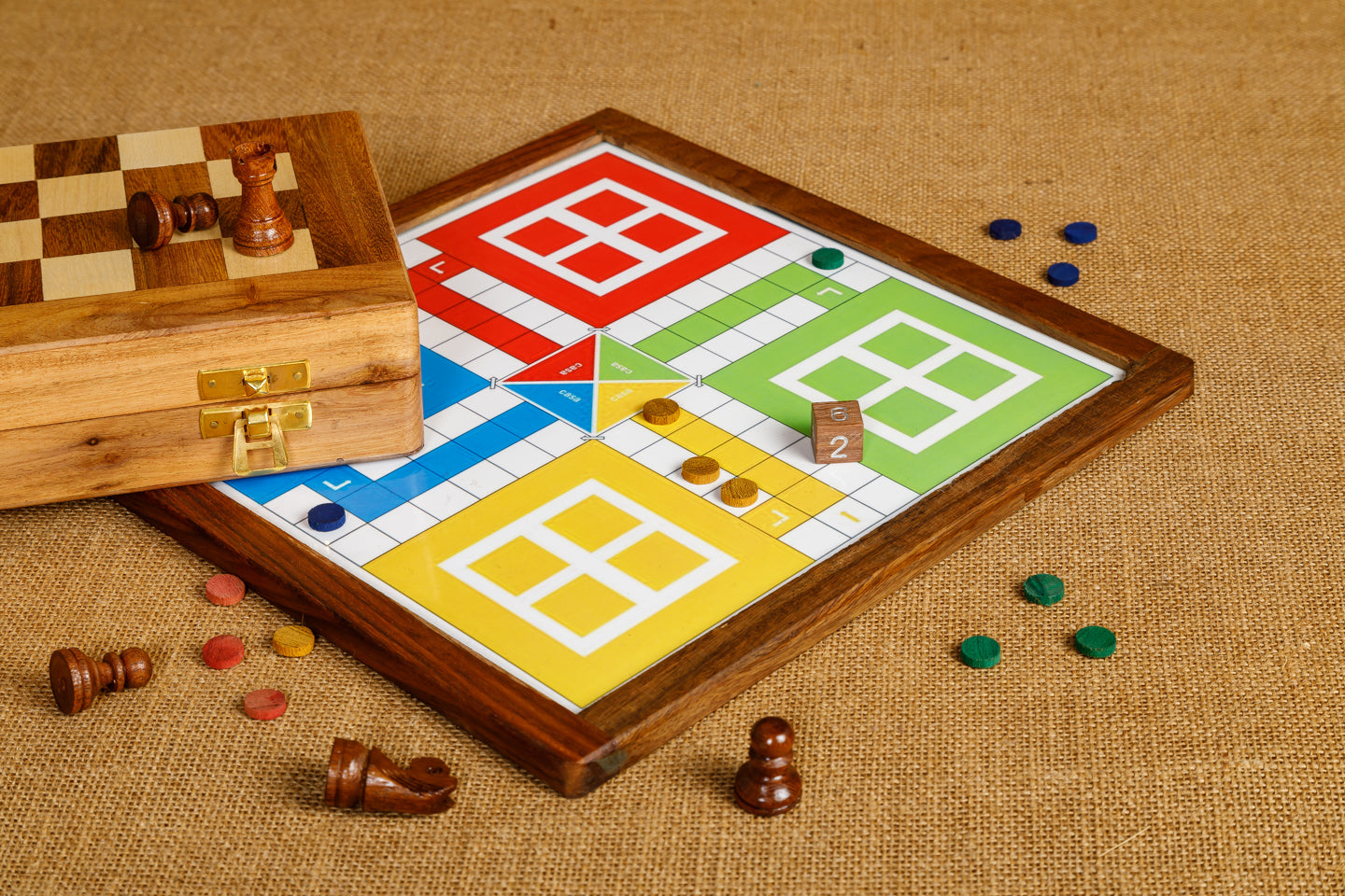 Ludo With Wooden Coins (Sheesham)