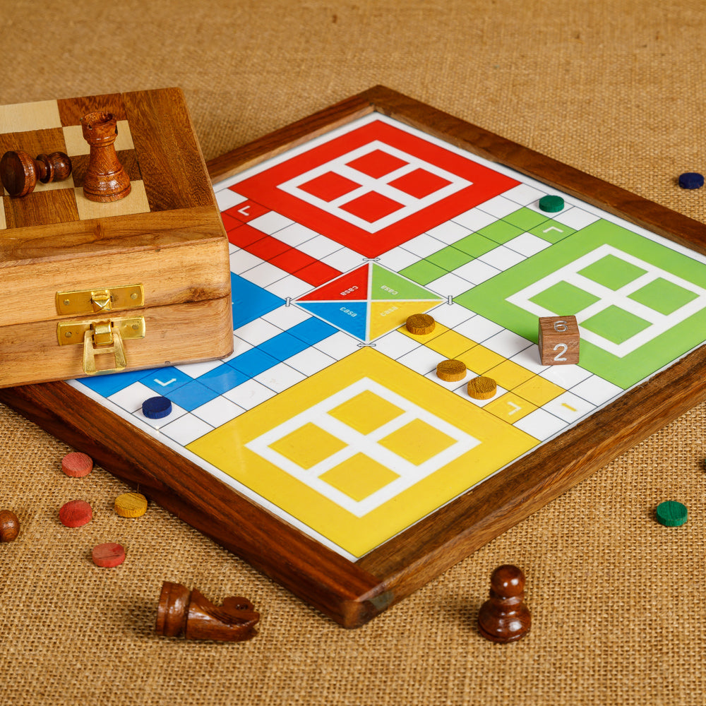 Ludo With Wooden Coins (Sheesham)