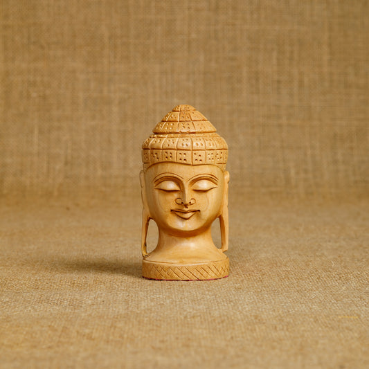 Wooden Buddha Statue Bust