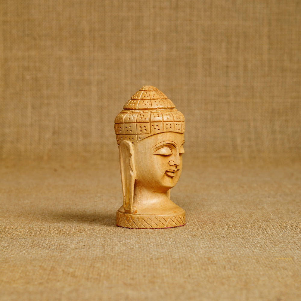 Wooden Buddha Statue Bust