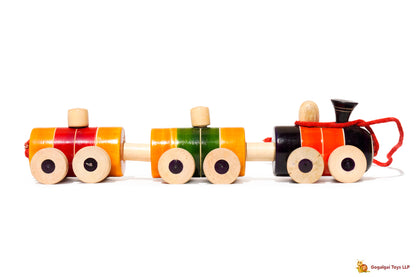 Colourful Wooden Three Coach Train